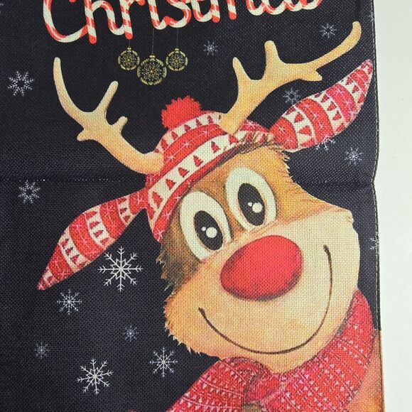 Seasonal Garden Flag 12x18 Christmas Elk Smiling Snowflakes Merry Christmas - Picture 4 of 6